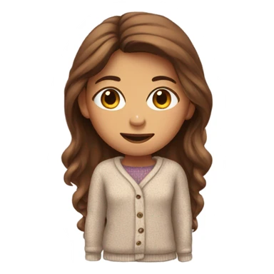  Lady with long brown hair in pajamas and a sweater  sticker