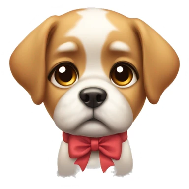 sad cute dog with a bow sticker