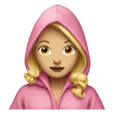 Blonde woman pink robe with hood smoking  sticker