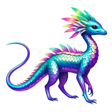 Shiny Exotic Futuristic Tropical Colorful Neon-colored Glittery Ethereal Sparkly Amaura-Aurorus-Fakémon-hybrid-creature (full body)  sticker