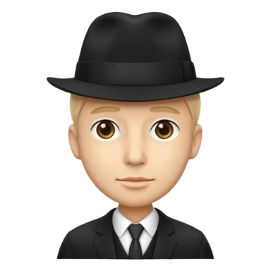 Underboss, black suit, fedora, sticker