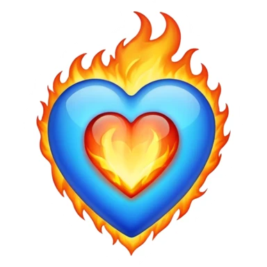 fire blue heart sticker
