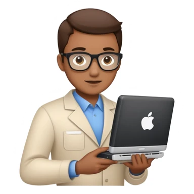 IT specialist with computer and code sticker