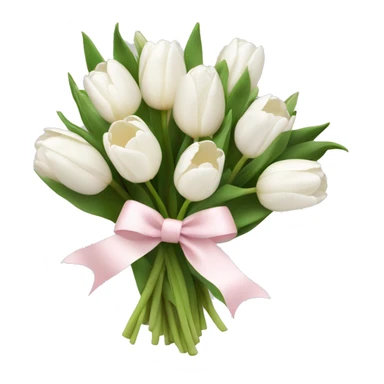 White tulips bouquet with light pink bow  sticker
