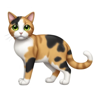Full Body Calico Cat with Green Eyes sticker