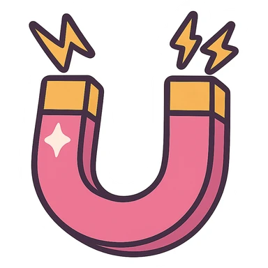 pink horseshoe magnet with shine, playful style sticker