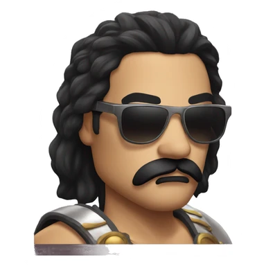 gladiator with long black hair, black moustache and sunglasses sticker