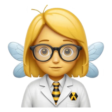 a bee, dressed up as a scientist sticker