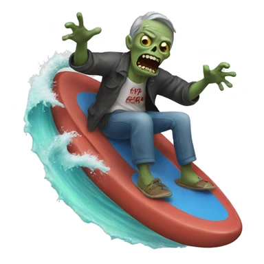 zombie riding a wave sticker