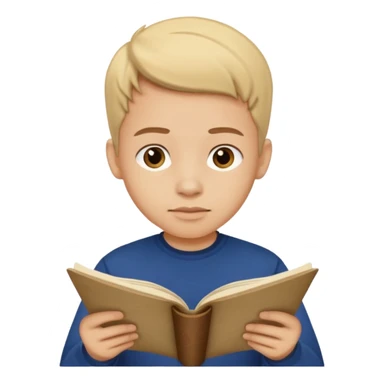 joven con camiseta azul oscuro leyendo un pergamino sticker