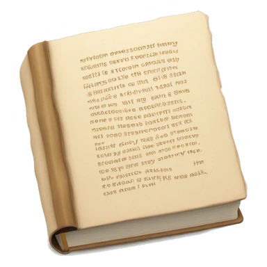 An open, hardcover book, depicted with a beige cover.  sticker