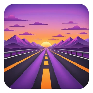 road with sunset sticker