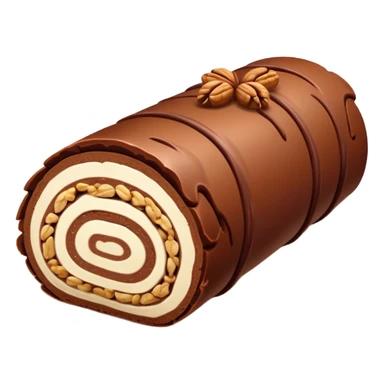 Chocolate-Nougat-Marzipan Log roll with walnuts sticker