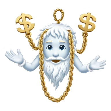Snow elemental shaped more like a human—think tall, jointed limbs, maybe even facial expressions made of snow flaunting money wearing gold rope chain sticker