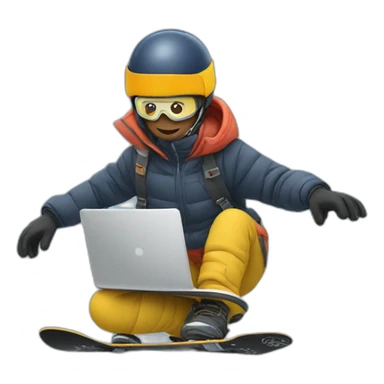snowboarding while working on a laptop sticker