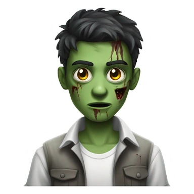 teen boy zombie with dark hair and white shirt sticker