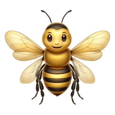 Beautiful and Majestic Bee Portrait Emoji, Head and body rendered in serene repose with a gentle, content smile, showcasing a tiny, fuzzy form with softly closed delicate wings and eyes in tranquil slumber, Simplified yet exquisitely endearing features, highly detailed, glowing with a soft, drowsy golden light, high shine, relaxed and utterly noble, stylized with an air of regal natural beauty, soft glowing outline, capturing the essence of a majestic bee that embodies the timeless charm of nature! sticker