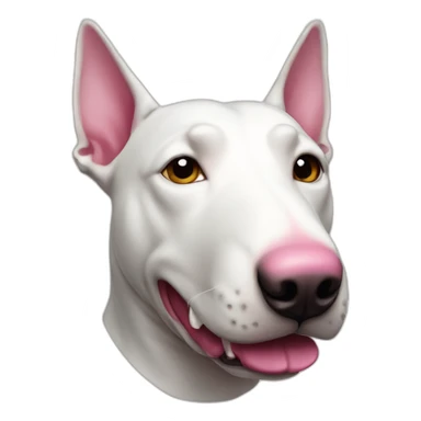 all white bull terrier head with pink nose sticker