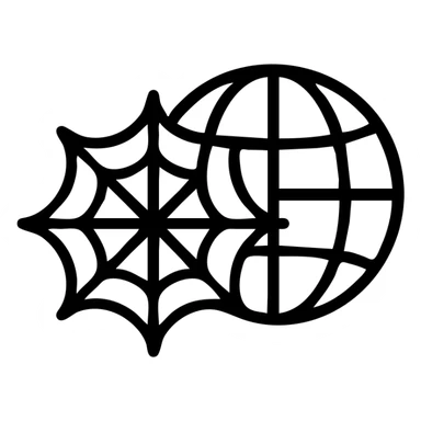 sharp clear icon of the dark web with clear lines, stylized spiderweb and globe sticker