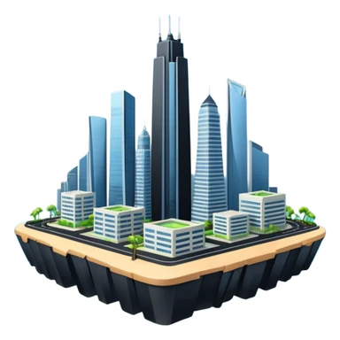 advanced modern island with skyscrapers and abvanced infrastucture sticker