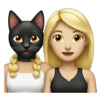 blond woman and black cat bff sticker