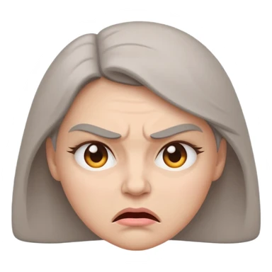 minimal flat emoji of an angry face,
slightly furrowed eyebrows,
tight lips but not angry,
emotion restrained and subtle,
soft pastel warm-gray tones,
emotional but calm design,
modern female health app style,
transparent background,
vector illustration
 sticker