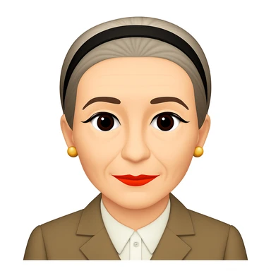 Make the image of Simone de Beauvoir with a simple, classic hairband instead of the turban, keeping the emoji style and all other features unchanged sticker
