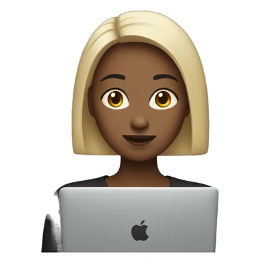 woman with macbook sticker