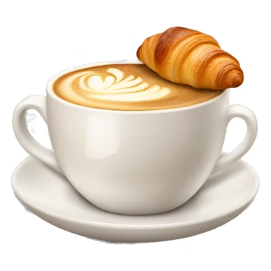 Cup of cappuccino with croissant sticker