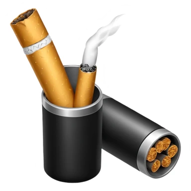 Minimalistic cigarette emoji, metallic black and white sticker