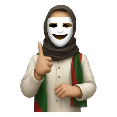 Masked with the Palestinian scarf and his skin color is white and he raises his index finger  sticker