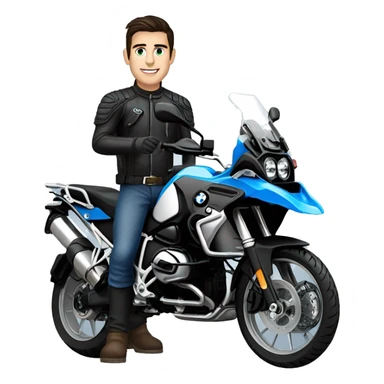 motorcycle bmw gs 1250 black and male rider on bike dark hair blue eyes sticker