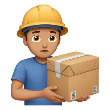 Hombre triste entregando paquetes destruidos (mensajero) sticker