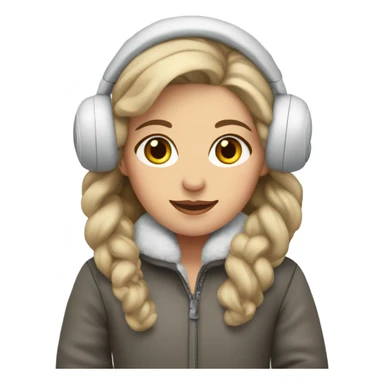 Dark blonde hair gray eyes girl in snow coat and earmuffs  sticker