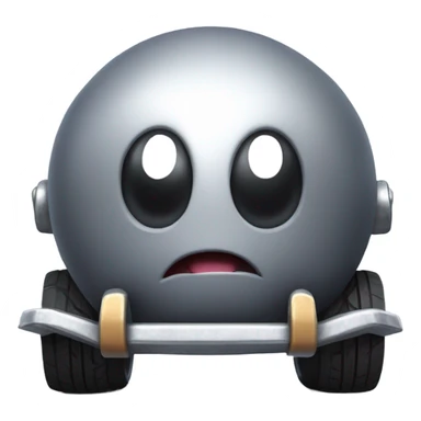 Metal cute mad Kirby Gray ball driving on car wheels with mad eyebrows game sticker