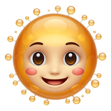 Cute, smiling, glowing stem cell, White background. sticker