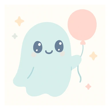 smiling ghost holding a balloon sticker