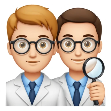 Two guys using magnifying glasses sticker