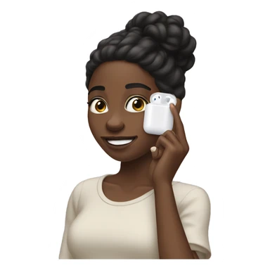 Black girl pointing at her airpods in her ear sticker