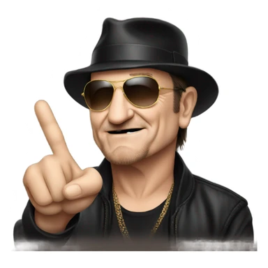 Bono doing v sign sticker