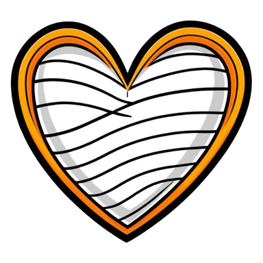 simple heart sticker with black, white, and orange horizontal stripes sticker