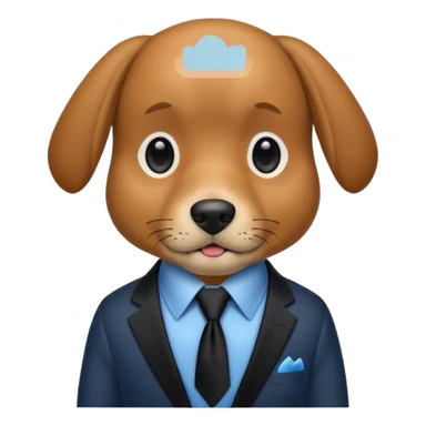 brown dog with black tie,blue shirt sticker