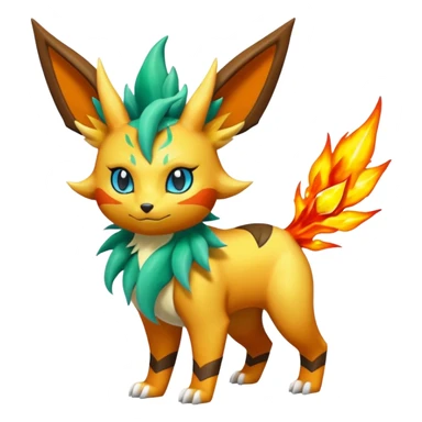 Torracat-Amaura-Leafeon-Fakémon-Digimon-fusion (full body) sticker