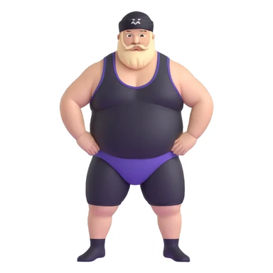 White skin fat guy with black durag, beard and mustache in wrestling singlet sticker