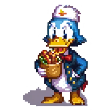 Donald Duck eating a hot dog sticker