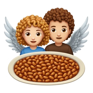 Create baked beans with curly haired people’s faces on them and put wings on them sticker