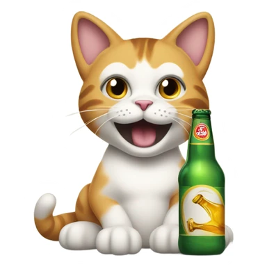 cat and beer sticker