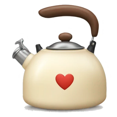Cream colored heart shaped kettle sticker