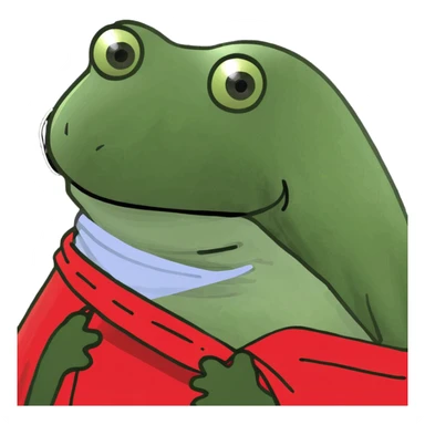 bufo frog wrapped in a blanket, red nose, shivering sticker