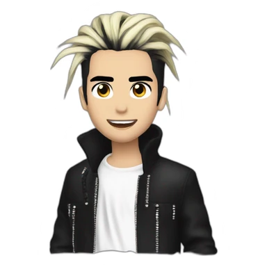 bill kaulitz, black hair, singing sticker